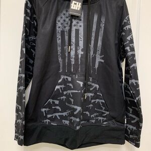 NWT Greater Half Graphic Hoodie Patriotic We the People w/rifle pattern